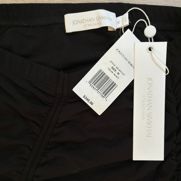 Jonathan Simkhai Anya Matte Jersey Ruched Midi Skirt with Asymmetric Seam - Picture 4 of 4